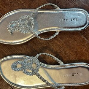 Talbots Metallic Silver Braided Sandals